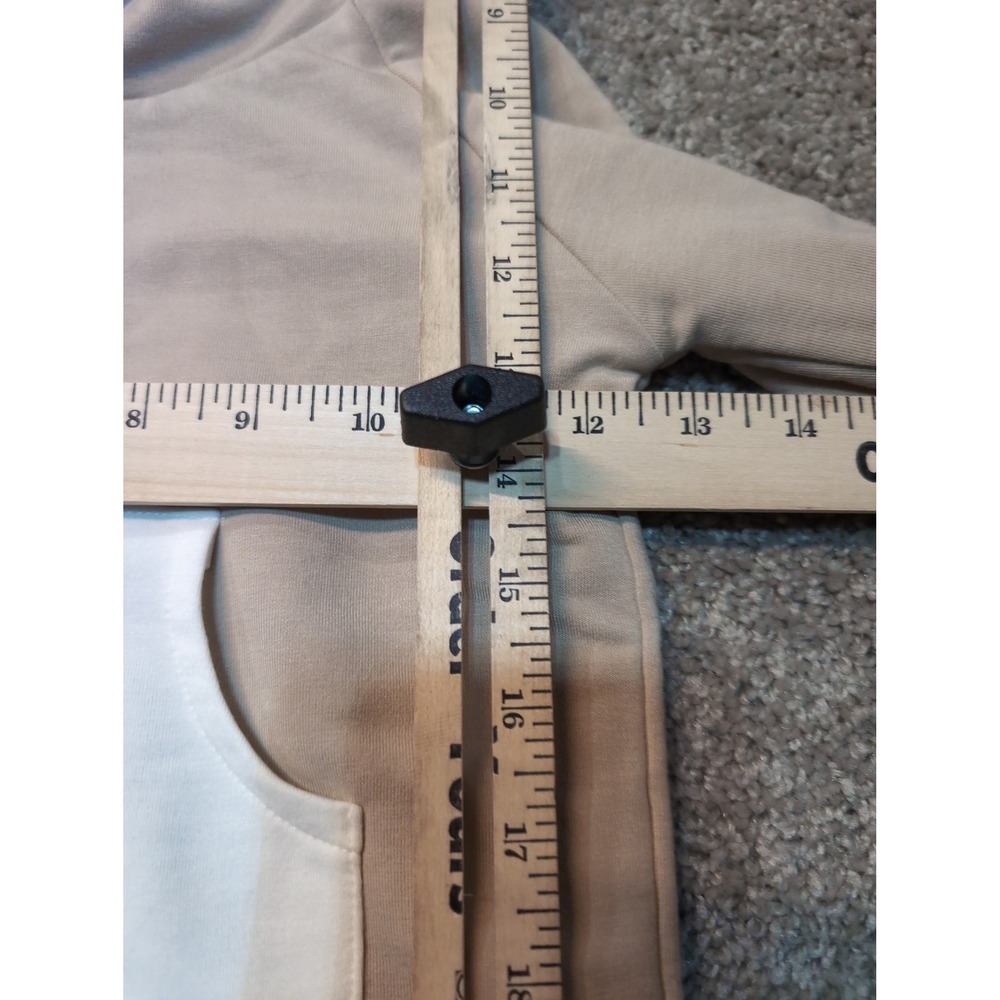 Let Them Be Little Toddler Kids 3T Beige White French Terry Hoodie Pocket - Picture 6 of 7